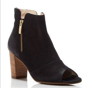Paul Green Bellini Black Suede Open Toe Heel Booties Size 7.5